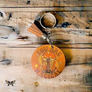 Handmade Mushroom Wooden Keychain